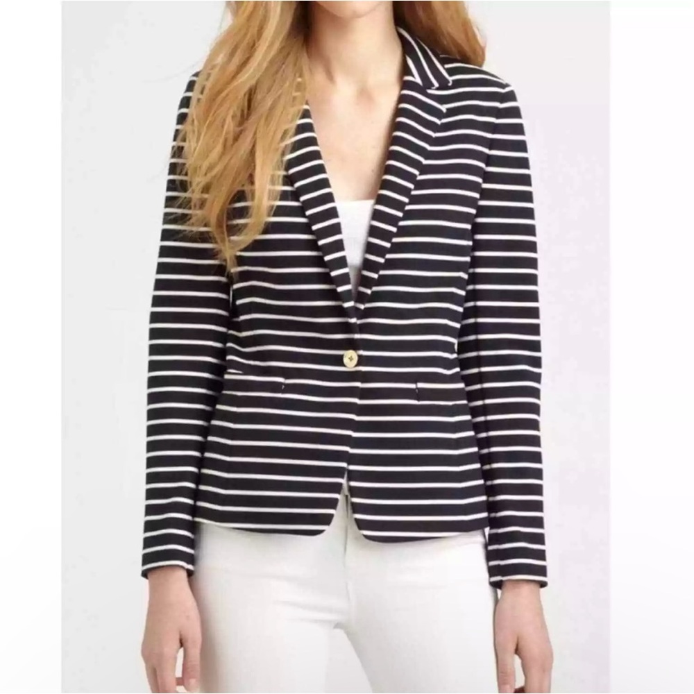 Michael Kors Navy Blue & White Stripped Blazer